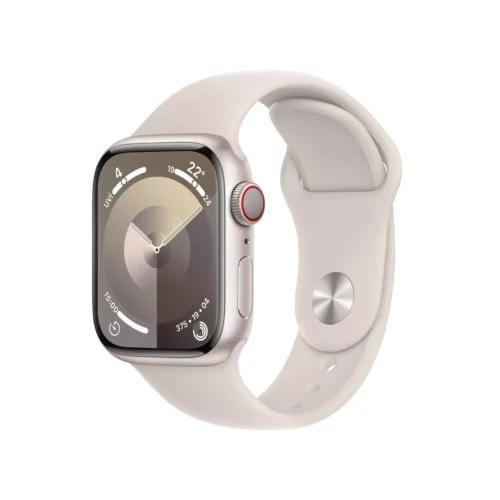 Apple Watch Series 9 GPS + Cellular 41mm Yıldız Işığı Alüminyum Kasa Yıldız Işığı Spor Kordon S/M MRHN3TU/A -1