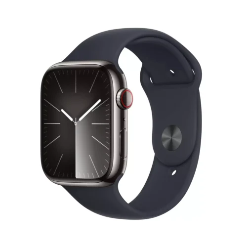 Apple Watch Series 9 GPS + Cellular 45mm Grafit Paslanmaz Çelik Kasa Gece Yarısı Spor Kordon S/M MRMV3TU/A -1