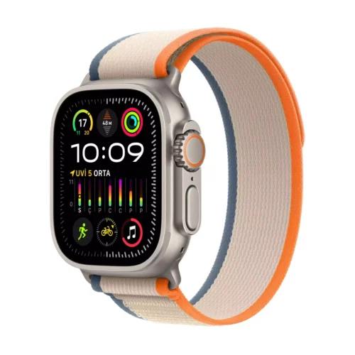 Apple Watch Ultra 2 GPS + Cellular 49mm Titanyum Kasa Turuncu/Bej Trail Loop S/M MRF13TU/A -1