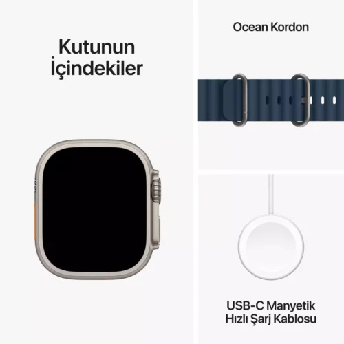 Apple Watch Ultra 2 GPS + Cellular 49mm Titanyum Kasa Mavi Ocean Kordon MREG3TU/A -9