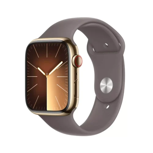 Apple Watch Series 9 GPS + Cellular 45mm Altın Paslanmaz Çelik Kasa Kil Spor Kordon M/L MRMT3TU/A -1