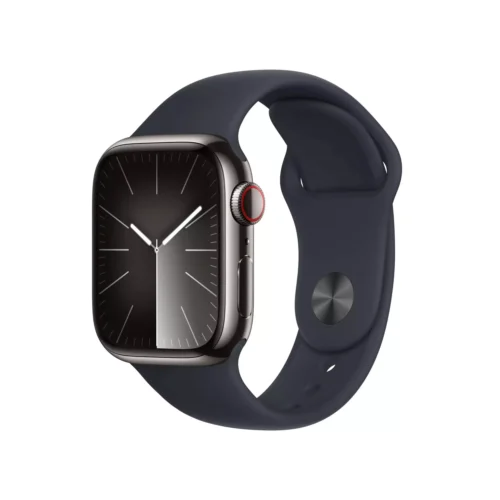 Apple Watch Series 9 GPS + Cellular 41mm Grafit Paslanmaz Çelik Kasa Gece Yarısı Spor Kordon M/L MRJ93TU/A -1