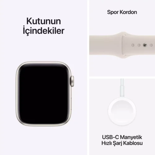 Apple Watch SE GPS 40mm Yıldız Işığı Alüminyum Kasa Yıldız Işığı Spor Kordon M/L MR9V3TU/A -7