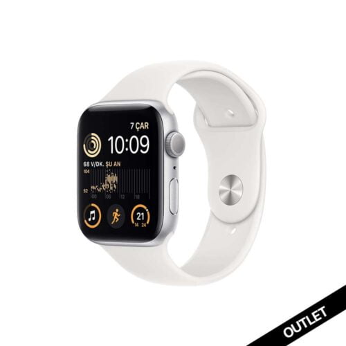 Apple Watch SE GPS 44mm Gümüş Rengi Alüminyum Kasa - Beyaz Spor Kordon MNK23TU/A-Teşhir -1