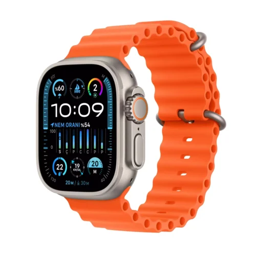 Apple Watch Ultra 2 GPS + Cellular 49mm Titanyum Kasa Turuncu Ocean Kordon MREH3TU/A -1