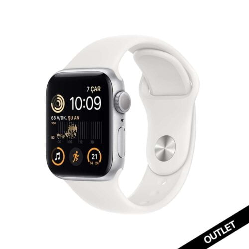 Apple Watch SE GPS 40mm Gümüş Rengi Alüminyum Kasa - Beyaz Spor Kordon MNJV3TU/A-Teşhir -1