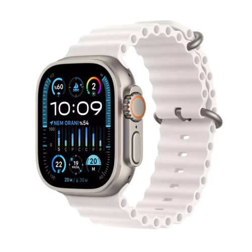Apple Watch Ultra 2 GPS + Cellular 49mm Titanyum Kasa Beyaz Ocean Kordon MREJ3TU/A -1