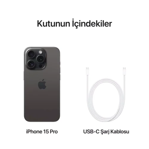 iPhone 15 Pro 128GB Siyah Titanyum Kutu İçeriği