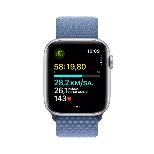 Apple Watch SE GPS 44mm Gümüş Alüminyum Kasa Buz Mavisi Spor Loop MREF3TU/A -2