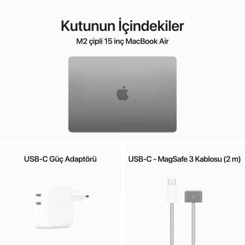 MacBook Air 15.3 inc M2 8CPU 10GPU 16GB 256GB Uzay Grisi 70W Z18L000V0 - Teşhir -12