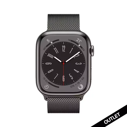 Apple Watch Series 8 GPS + Cellular 45mm Grafit Paslanmaz Çelik Kasa - Grafit Milanese Loop MNKX3TU/A-Teşhir -1