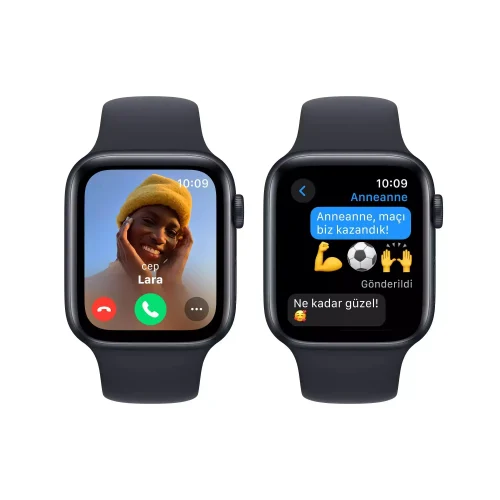 Apple Watch SE GPS 44mm Gece Yarısı Alüminyum Kasa Gece Yarısı Spor Kordon M/L MRE93TU/A -2