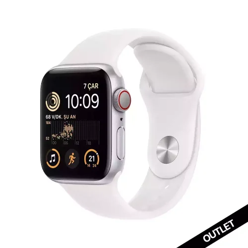Apple Watch SE GPS + Cellular 40mm Gümüş Alüminyum Kasa - Beyaz Spor Kordon MNPP3TU/A-Teşhir -1