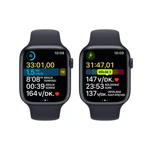 Apple Watch Series 8 GPS 45mm Gece Yarısı Alüminyum Kasa - Gece Yarısı Spor Kordon MNP13TU/A-Teşhir -4