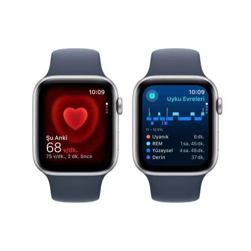 Apple Watch SE GPS + Cellular 44mm Gümüş Alüminyum Kasa Fırtına Mavisi Spor Kordon S/M MRHF3TU/A -3