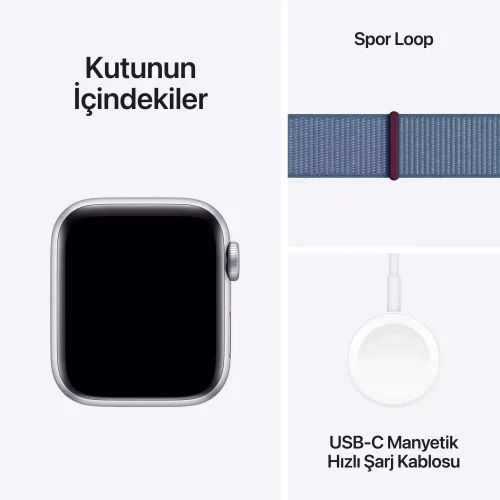 Apple Watch SE GPS + Cellular 40mm Gümüş Alüminyum Kasa Buz Mavisi Spor Loop MRGQ3TU/A -6