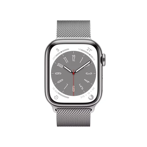 Apple Watch Series 8 GPS + Cellular 41mm Gümüş Paslanmaz Çelik Kasa - Gümüş Milanese Loop MNJ83TU/A -1