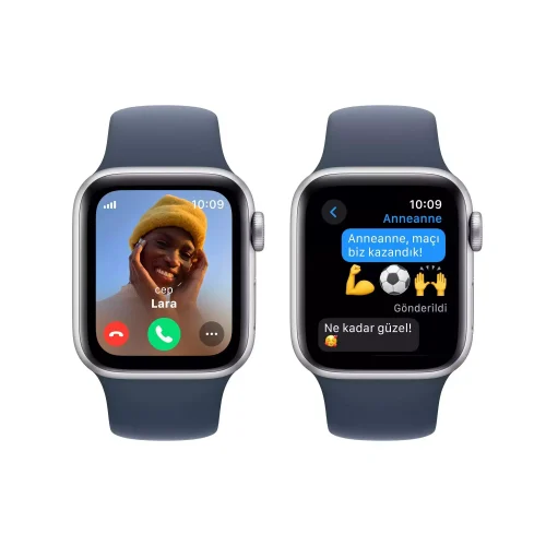 Apple Watch SE GPS + Cellular 40mm Gümüş Alüminyum Kasa Fırtına Mavisi Spor Kordon S/M MRGJ3TU/A -4