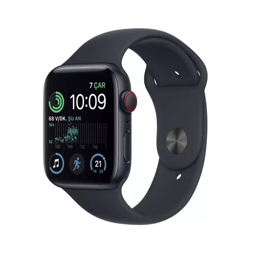 Apple Watch SE GPS + Cellular 44mm Gece Yarısı Alüminyum Kasa - Gece Yarısı Spor Kordon MNPY3TU/A -1