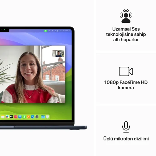 MacBook Air 15 inc M3 8CPU 10GPU 16GB 512GB Gece Yarısı MXD43TU/A -6