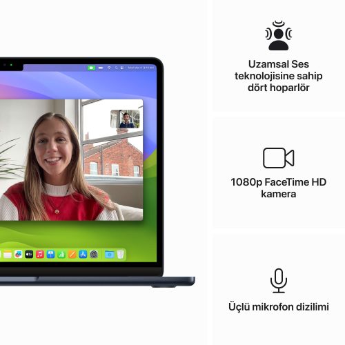 MacBook Air 13.6 inc M3 8CPU 8GPU 8GB 256GB Gece Yarısı MRXV3TU/A -6