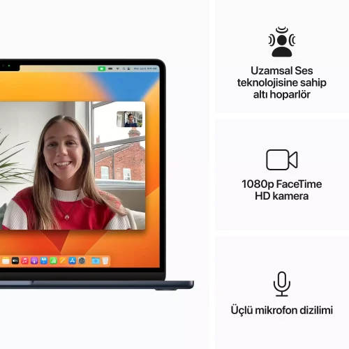 MacBook Air 15.3 inc M2 8CPU 10GPU 16GB 256GB Gece Yarısı Z18T000XX -6
