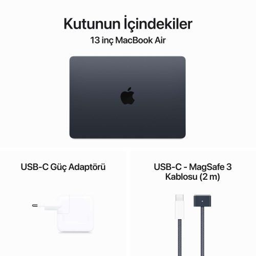 MacBook Air 13.6 inc M3 8CPU 8GPU 8GB 256GB Gece Yarısı MRXV3TU/A -9