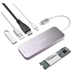 Minix USB-C 240GB dahili SSD depolamalı Adaptör / Çoklayıcı Gri MINIXNEO-S2GR
