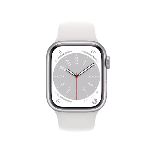 Apple Watch Series 8 GPS + Cellular 41mm Gümüş Alüminyum Kasa - Beyaz Spor Kordon MP4A3TU/A -1
