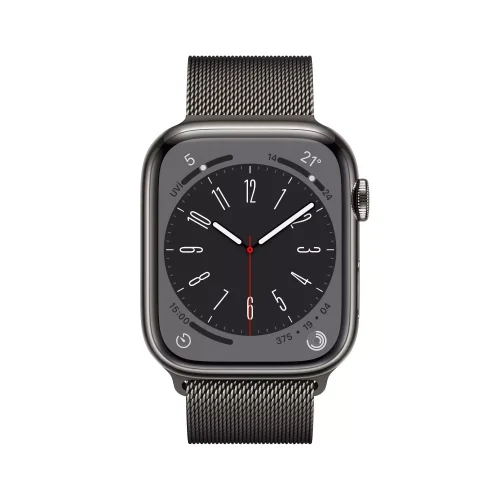Apple Watch Series 8 GPS + Cellular 45mm Grafit Paslanmaz Çelik Kasa - Grafit Milanese Loop MNKX3TU/A -1