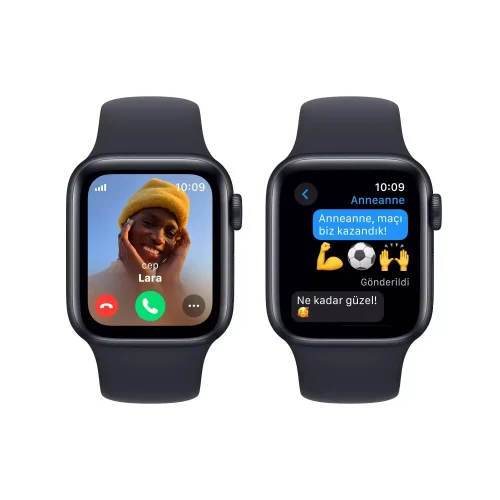 Apple Watch SE GPS + Cellular 40mm Gece Yarısı Alüminyum Kasa Gece Yarısı Spor Kordon S/M MRG73TU/A -5