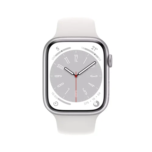 Apple Watch Series 8 GPS 45mm Gümüş Alüminyum Kasa - Beyaz Spor Kordon  MP6N3TU/A -1