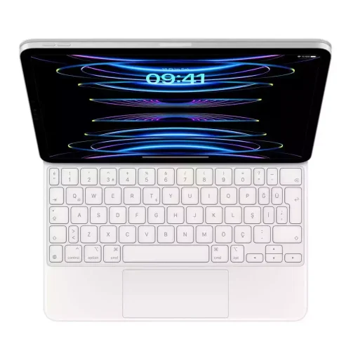11 inç iPad Pro (4. nesil) ve iPad Air (5. nesil) için Magic Keyboard Türkçe Q Klavye Beyaz MJQJ3TQ/A -1