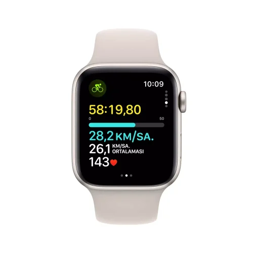 Apple Watch SE GPS + Cellular 44mm Yıldız Işığı Alüminyum Kasa Yıldız Işığı Spor Kordon S/M MRGU3TU/A -2