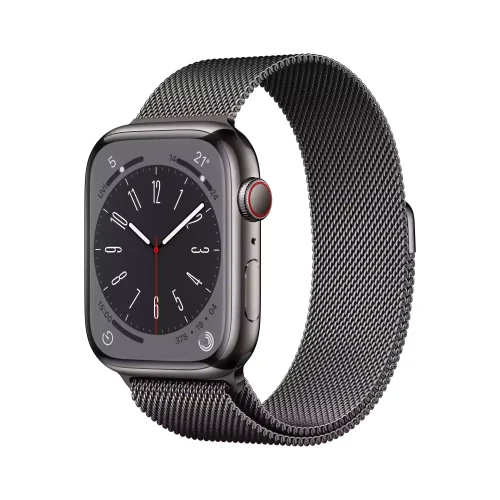 Apple Watch Series 8 GPS + Cellular 45mm Grafit Paslanmaz Çelik Kasa - Grafit Milanese Loop MNKX3TU/A-Teşhir -5