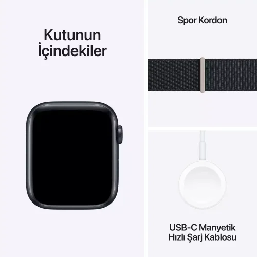 Apple Watch SE GPS + Cellular 44mm Gece Yarısı Alüminyum Kasa Gece Yarısı Spor Loop MRHC3TU/A -5