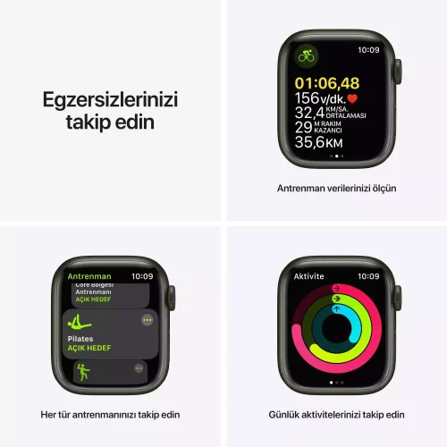 Apple Watch Series 7 GPS 41mm Yeşil Alüminyum Kasa - Yonca Spor Kordon MKHT3TU/A-Teşhir -2