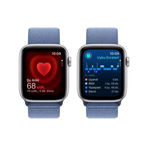 Apple Watch SE GPS + Cellular 44mm Gümüş Alüminyum Kasa Buz Mavisi Spor Loop MRHM3TU/A -3