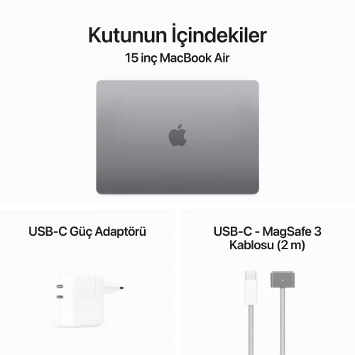 MacBook Air 15 inc M3 8CPU 10GPU 16GB 256GB Uzay Grisi Z1BP000HX -9