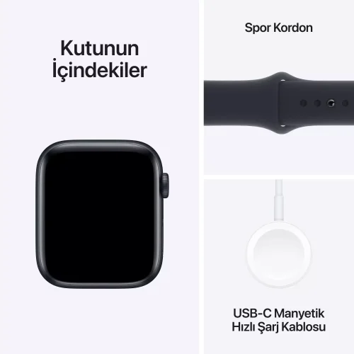 Apple Watch SE GPS + Cellular 44mm Gece Yarısı Alüminyum Kasa Gece Yarısı Spor Kordon S/M MRH53TU/A -6