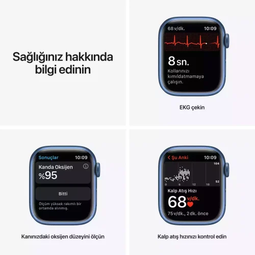 Apple Watch Series 7 GPS 41mm Mavi Alüminyum Kasa - Abis Mavi Spor Kordon MKHU3TU/A-Teşhir -2