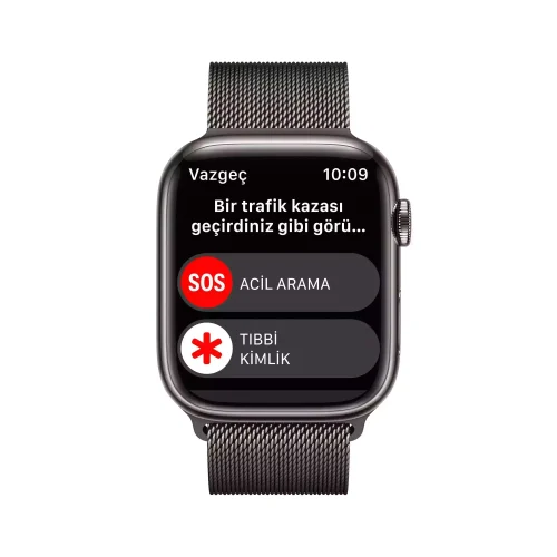 Apple Watch Series 8 GPS + Cellular 45mm Grafit Paslanmaz Çelik Kasa - Grafit Milanese Loop MNKX3TU/A-Teşhir -3