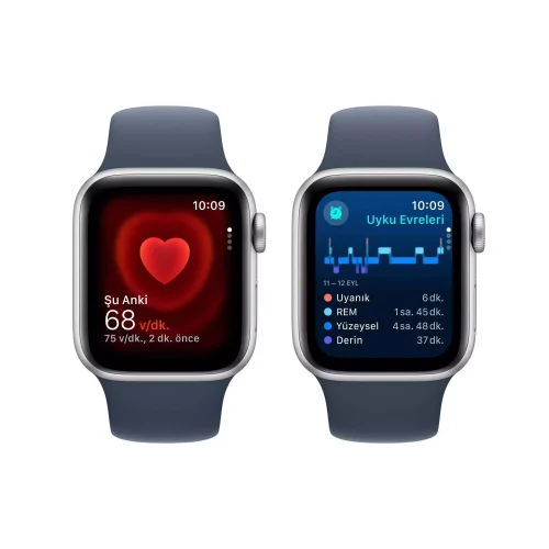 Apple Watch SE GPS + Cellular 40mm Gümüş Alüminyum Kasa Fırtına Mavisi Spor Kordon M/L MRGM3TU/A -5