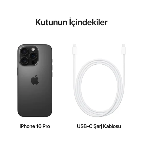 iPhone 16 Pro Siyah Titanyum Kutunun İçindekiler