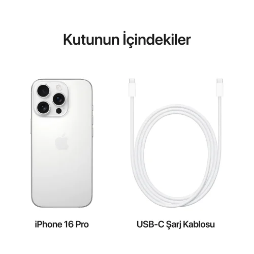 iPhone 16 Pro Beyaz Titanyum Kutunun İçindekiler