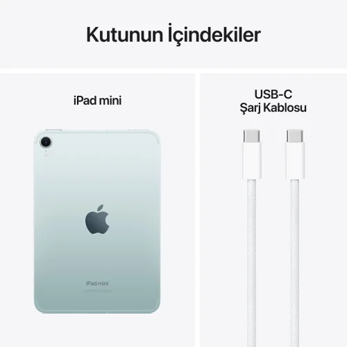 iPad Mini A17 Pro Mavi Cellular Kutu İçeriği