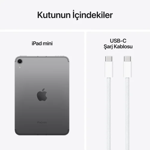 iPad Mini A17 Pro Uzay Grisi Cellular Kutu İçeriği