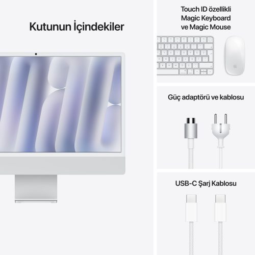 iMac M4 4 Port Gümüş Kutu İçeriği