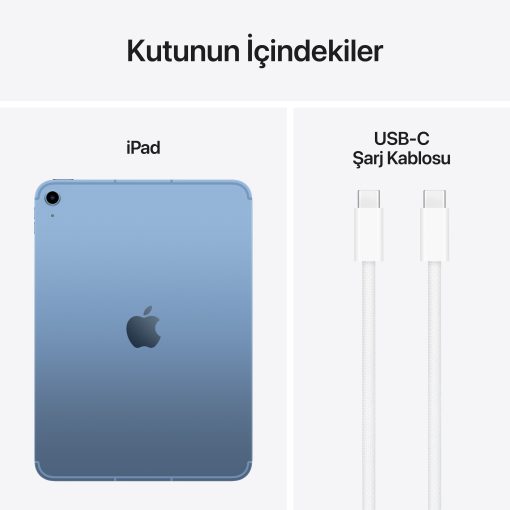 iPad A16 Wi-Fi + Cellular Mavi Kutu İçeriği